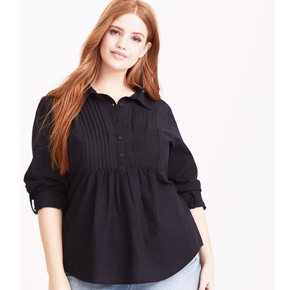 TORRID 4X BLACK POPLIN BLOUSE
